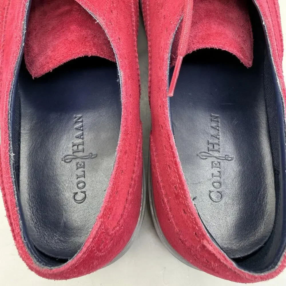 Cole Haan Bergen Wingtip Shoes Mens Size 12 Red Suede Casual Sneakers C11254